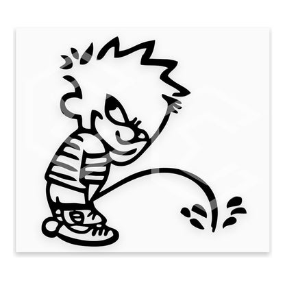 Calcomanía Niño Orinando Sticker Vinil Auto Moto 15cm X 14cm