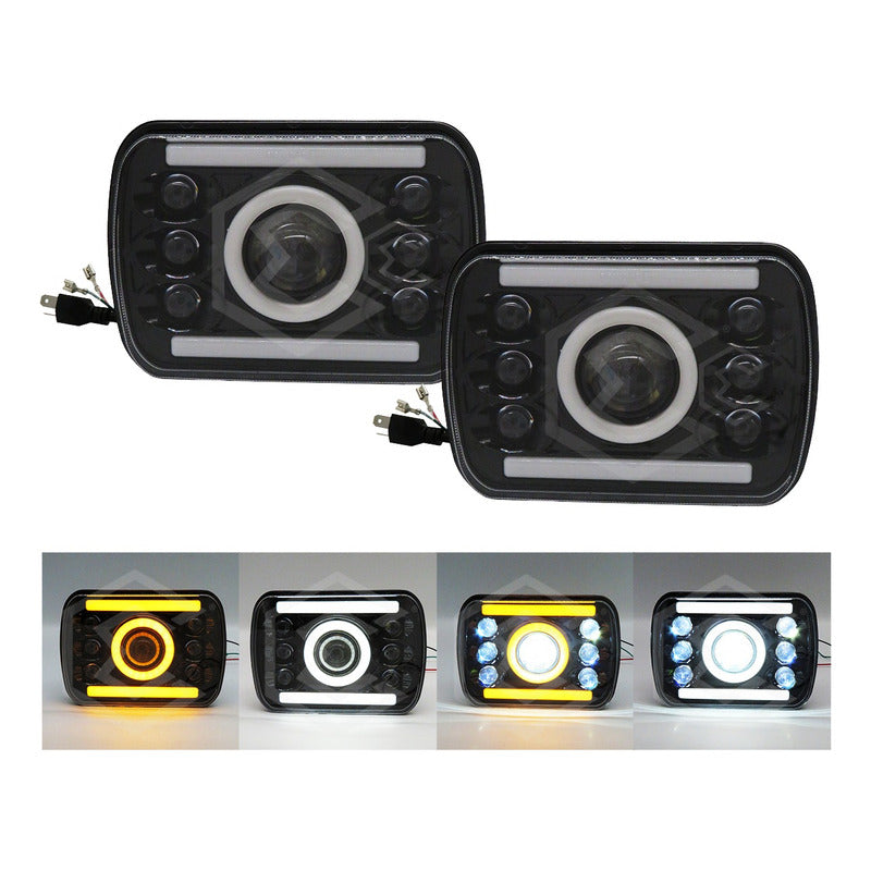 Par De Faros Unidad 5x7 Led Cree Luz Cortesía 7 Lupas 12-24v