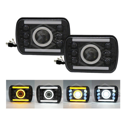 Par De Faros Unidad 5x7 Led Cree Luz Cortesía 7 Lupas 12-24v