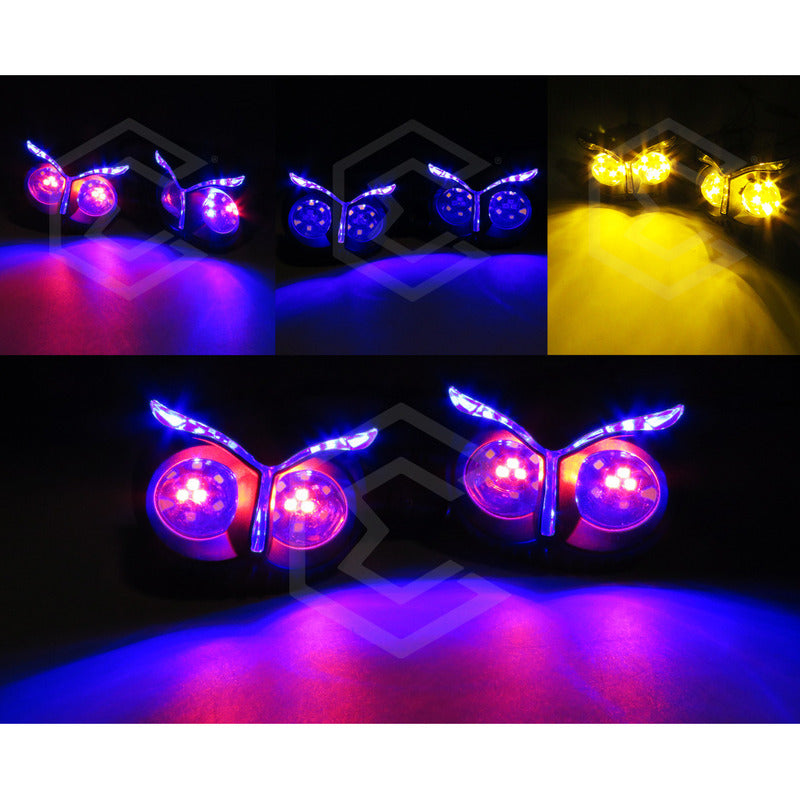 2 Faros Direccionales Universal 26 Leds Búho Moto Tricolor