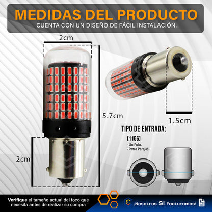 Par Focos 1156 1141 144 Leds Canbus Cristal Cuartos Stop 12v