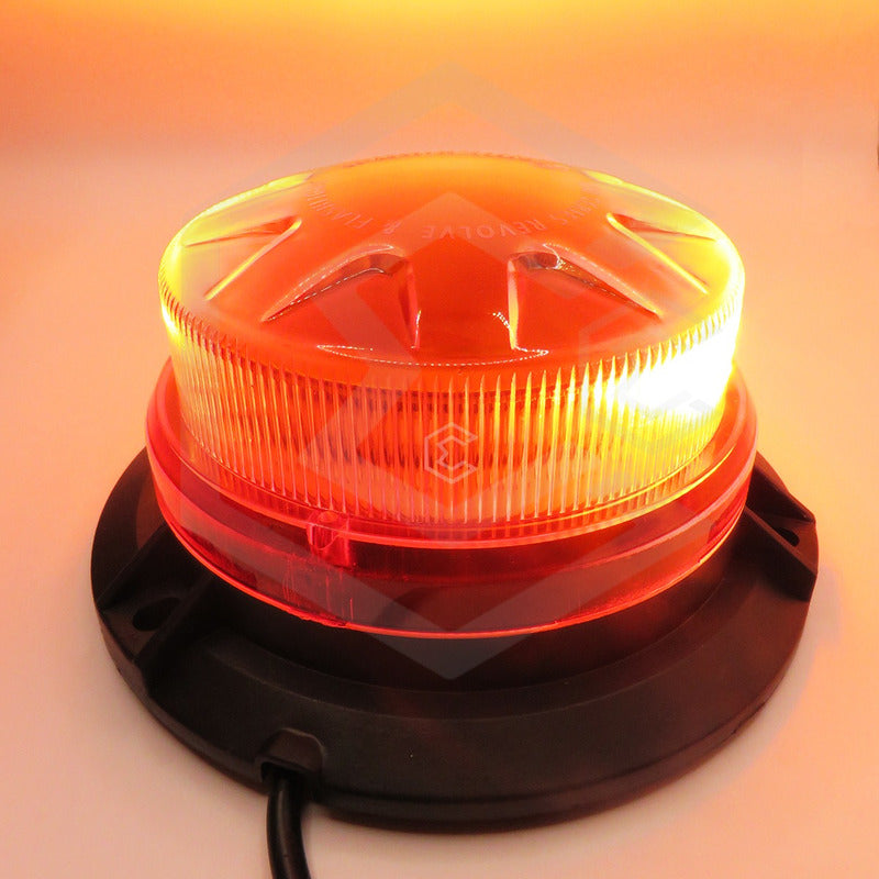 Torreta Led Color Ambar 12-24v 15w Ip65 Con Iman 7 Funciones
