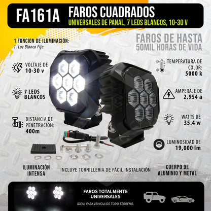 Par Faros 7 Led Luz Blanca Panal Rzr Can Am Atv 35.4w 10-30v