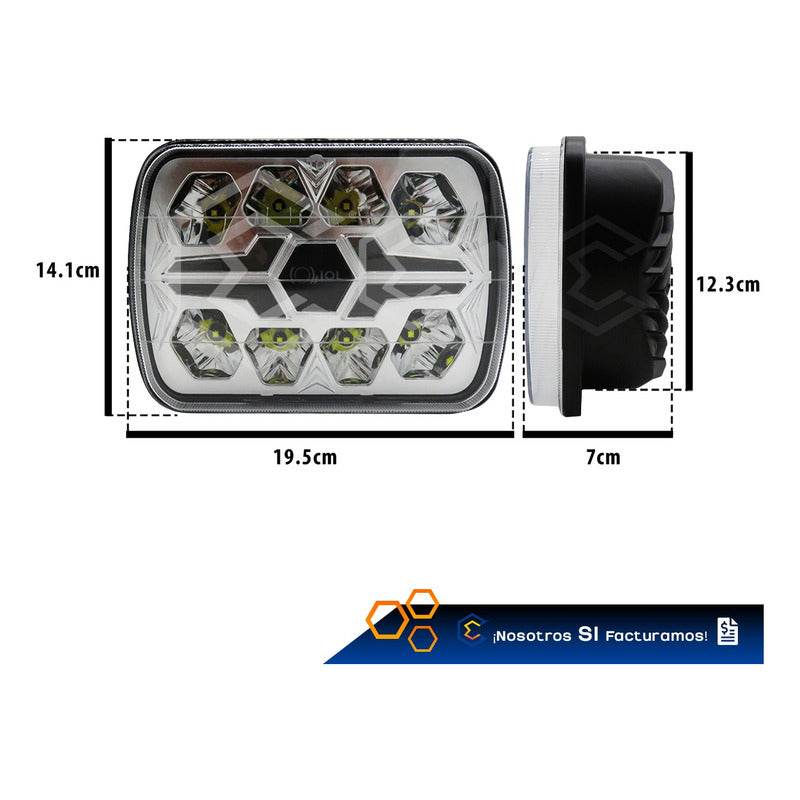 Par De Faros Unidad 5x7 32 Leds Blanco-ámbar Baja Alta 9-30v