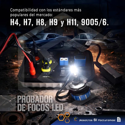 Tester Probador De Focos Faros Barras Led Estuche Portátil Gris