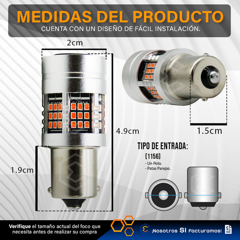 2 Focos 1156 54 Leds Canbus Fijo Ventilador 12v 29w 1000lm