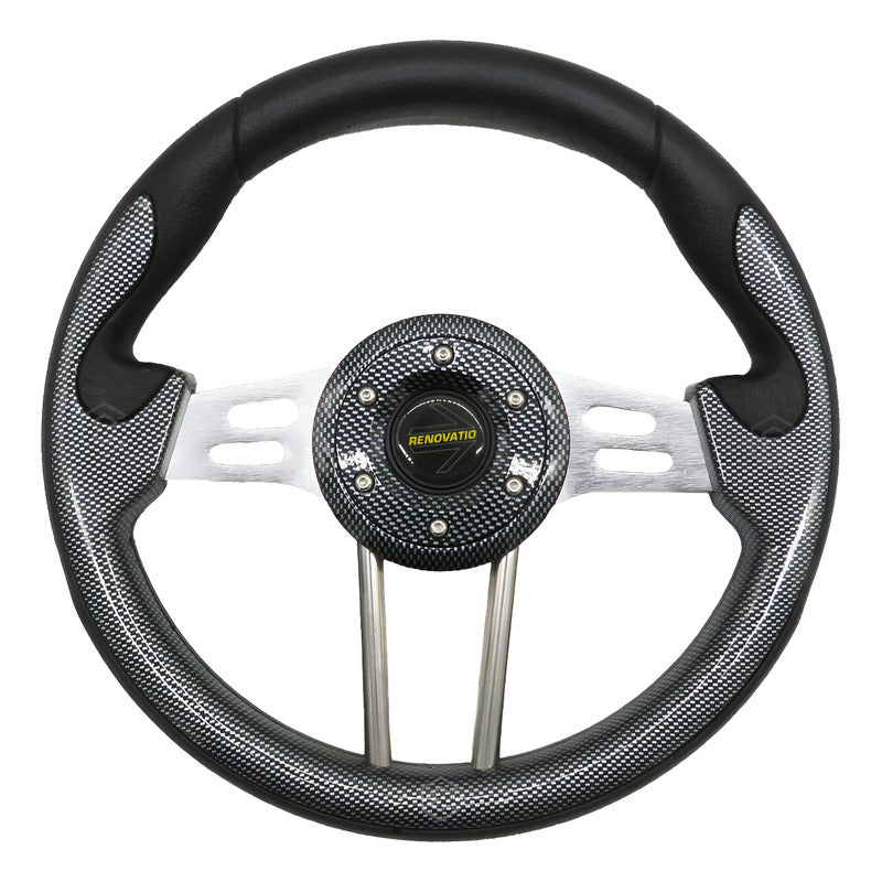 Volante Deportivo Universal Metal Ranuras Fibra Carbón 33cm