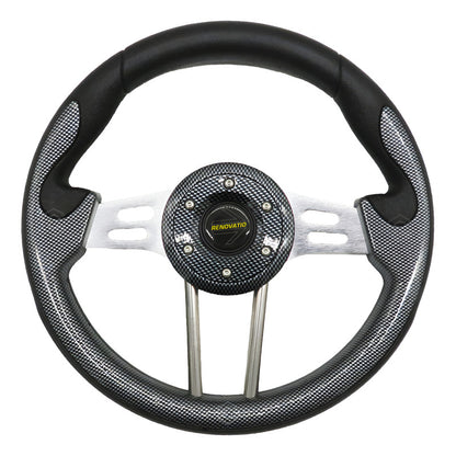 Volante Deportivo Universal Metal Ranuras Fibra Carbón 33cm