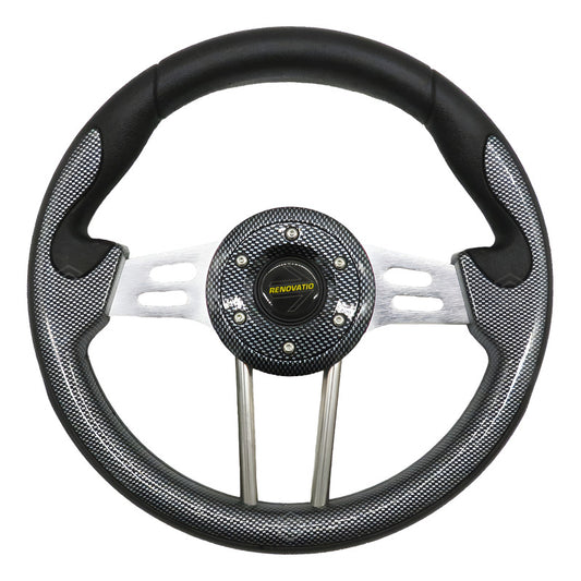 Volante Deportivo Universal Metal Ranuras Fibra Carbón 33cm