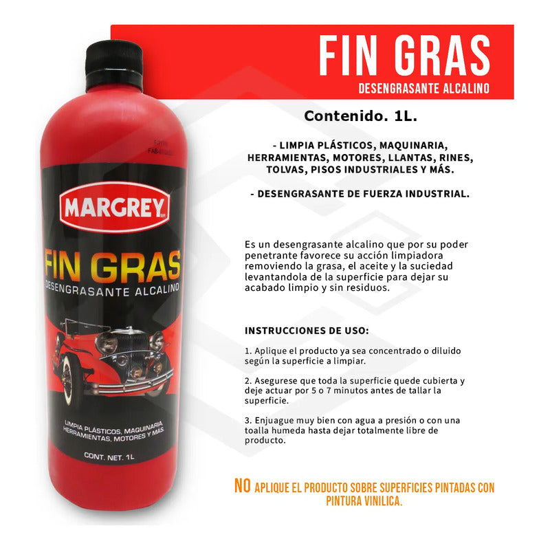 2 Fingras 1lt Limpiador Rines Motor Grasa Tapiceria Margrey