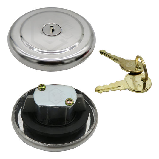 Tapón Tanque Gasolina Universal Con Llave Metal Cromado F3 Plateado