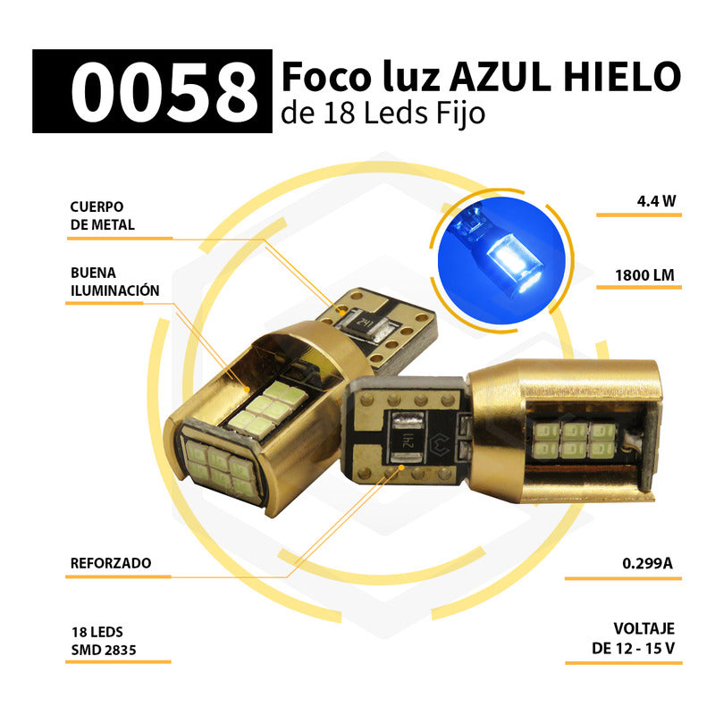 Par De Focos De Pellizco T10 18 Leds Canbus Aluminio 12v