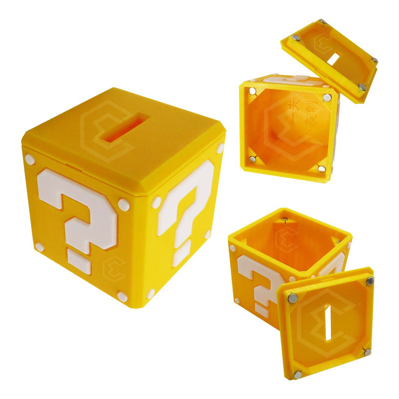 Alcancía Caja Cubo Mario Bross Imán 3d Question Block 7.5cm