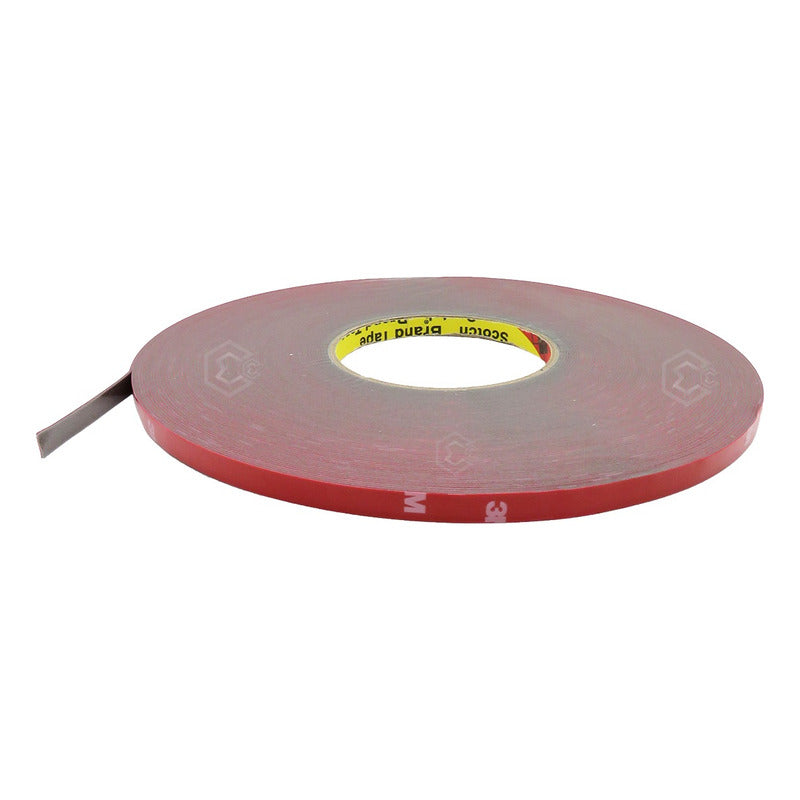 Rollo De Cinta Doble Cara Tipo 3m Pega Molduras 8mm X 32.5m Rojo Lisa