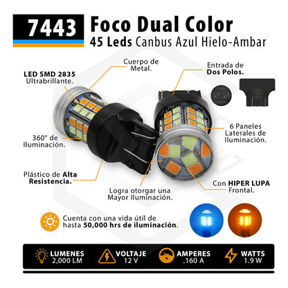 Dos Focos Led 1034 7443 1157 3157 T20 Canbus Dual Color 12v