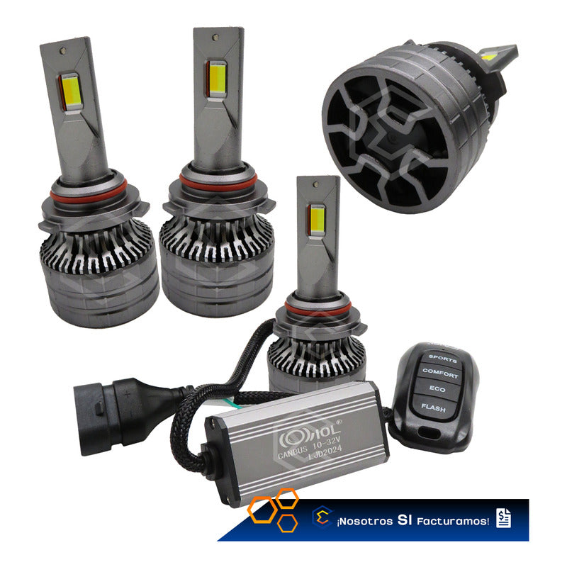 Kit 2 Focos 9006 12 Led Alta Baja Tricolor Control Nitrogeno 9006