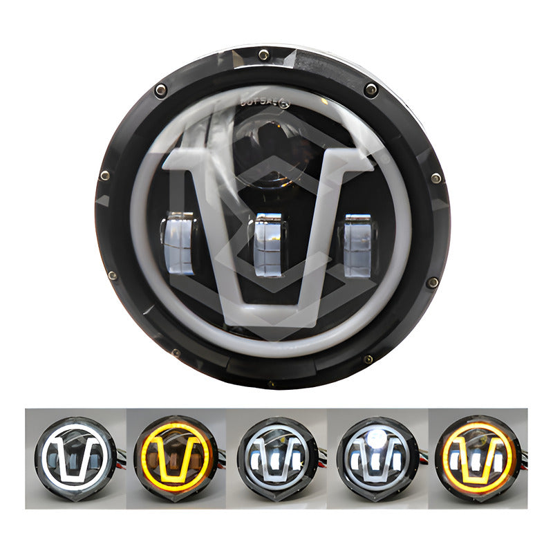Par Faros Led 7'' Pulgadas Redondo Jeep Vocho 4 Lupas 12-24v