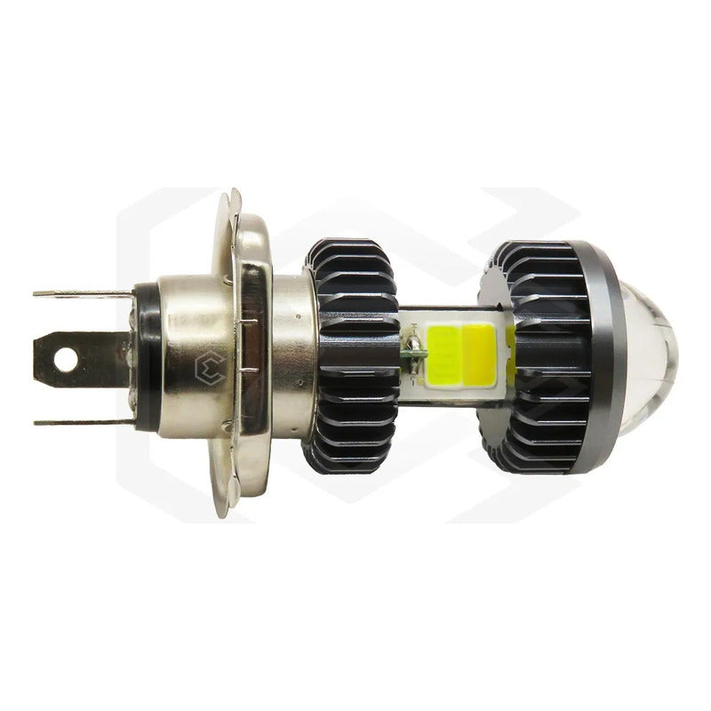 Foco Moto H4 Lupa Proyector Ba20d Bicolor 66 Led 2 Funcion T