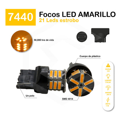 Par 2 Focos 3157 1156 1157 7440 7443 1176 21 Leds Estrobo