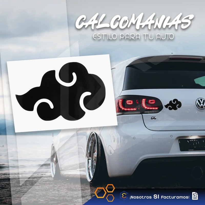 2 Calcomanía Nube Akatsuki Naruto Negro Sticker Vnl Auto 15c