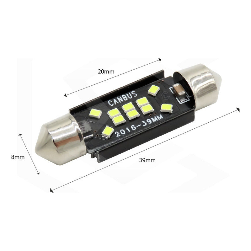 Par De Focos Luz Interior 10 Leds Canbus 31mm 36mm 39mm 41mm