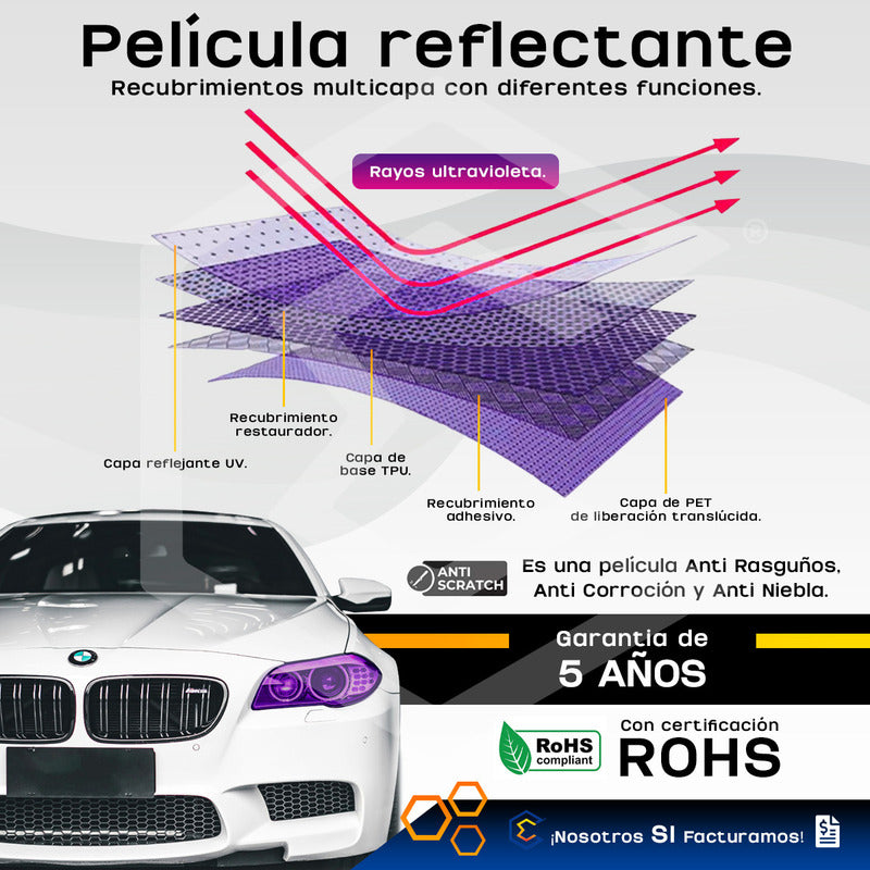 Película Protectora Ppf Fotocromático Faros Rollo 30cm X 1mt