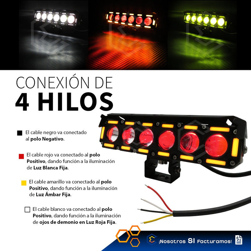 Par De Faros 42 Leds Con 6 Lupas Bicolor Fija 60000lm 12-24v