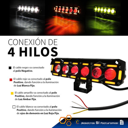 Par De Faros 42 Leds Con 6 Lupas Bicolor Fija 60000lm 12-24v
