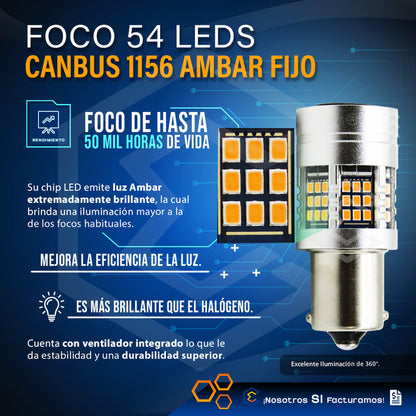 2 Focos 1156 54 Leds Canbus Fijo Ventilador 12v 29w 1000lm