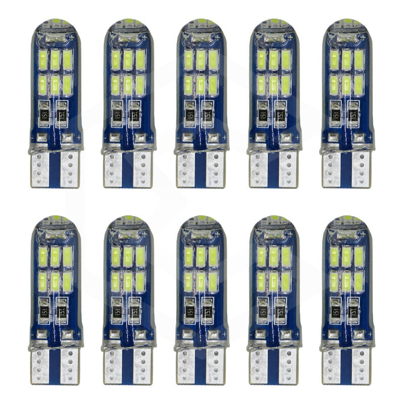 Kit De 10 Focos De Pellizco T10 15 Leds Encapsulado 3014 12v
