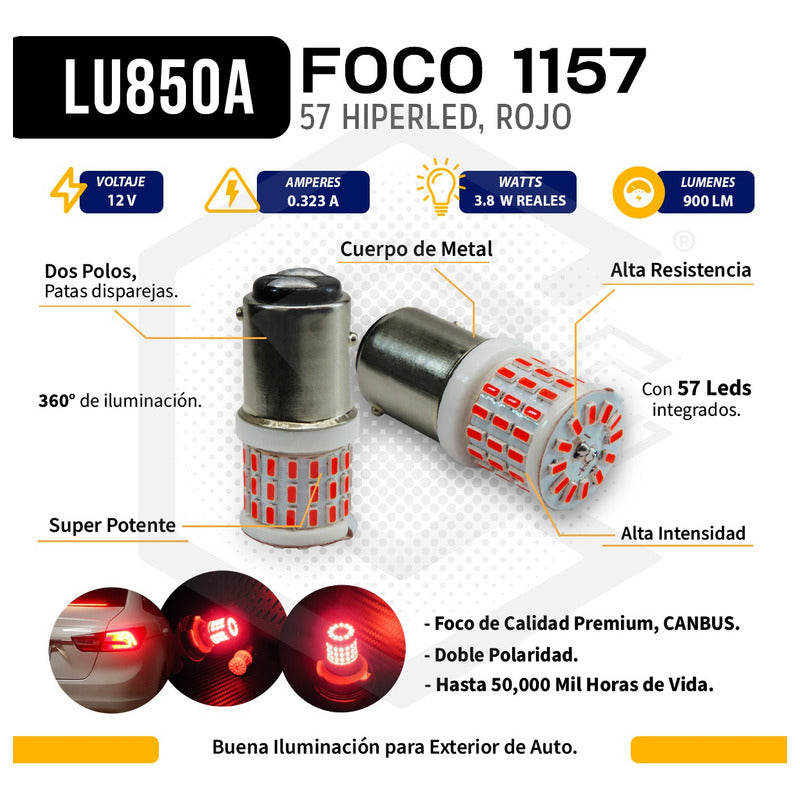 Par De Focos 1157 1034 2 Polos Canbus 57 Hiperled Fijo 12v