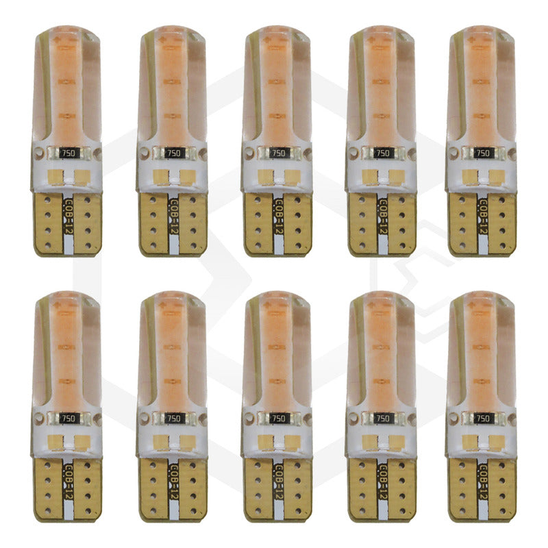 Kit 5 Pares Focos Led Cob Grande Pellizco T10 Silicon Auto