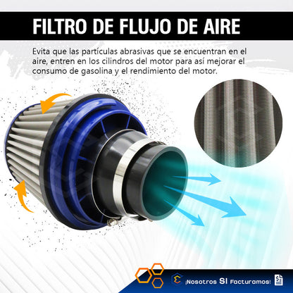 Filtro De Alto Flujo Con Cople Y Abrazadera Universal Auto