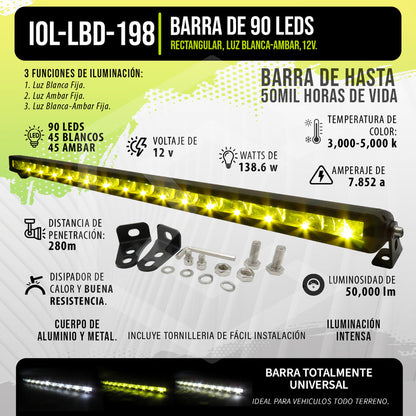 Barra 90 Leds Bicolor 3 Funciones 138.6w 29'' Pulgadas 12v