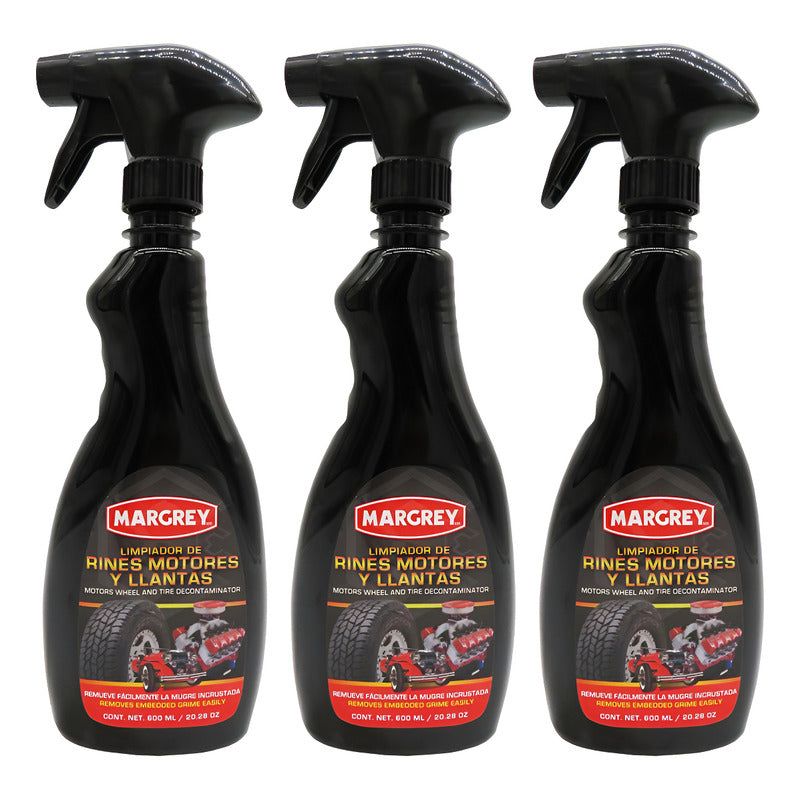 3 Limpiador De Rines Motor Llantas 600ml Excelente Acabado Blanco