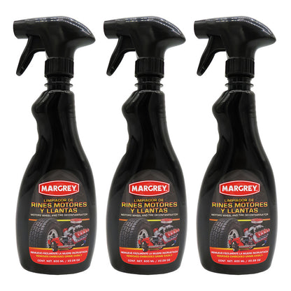 3 Limpiador De Rines Motor Llantas 600ml Excelente Acabado Blanco