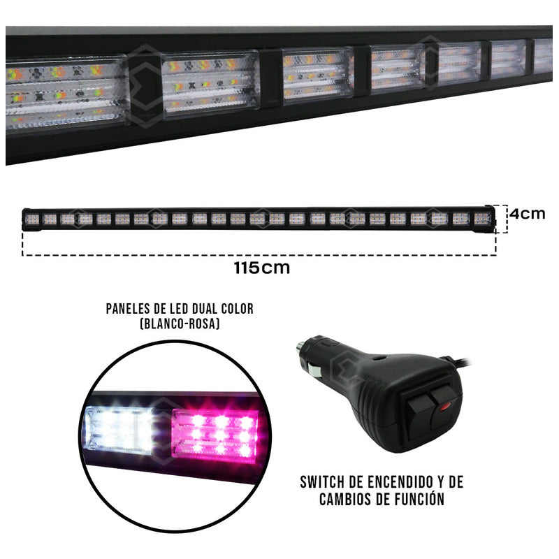 Barra 432 Led 19 Funciones 24 Módulos Bicolor Estrobo 12-24v