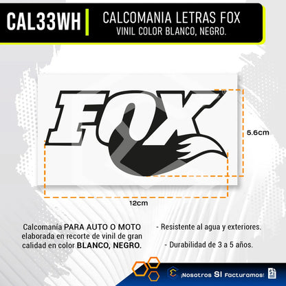 10calcomanía Fox Zorro Blanco Letras Sticker Vinil Auto 12cm