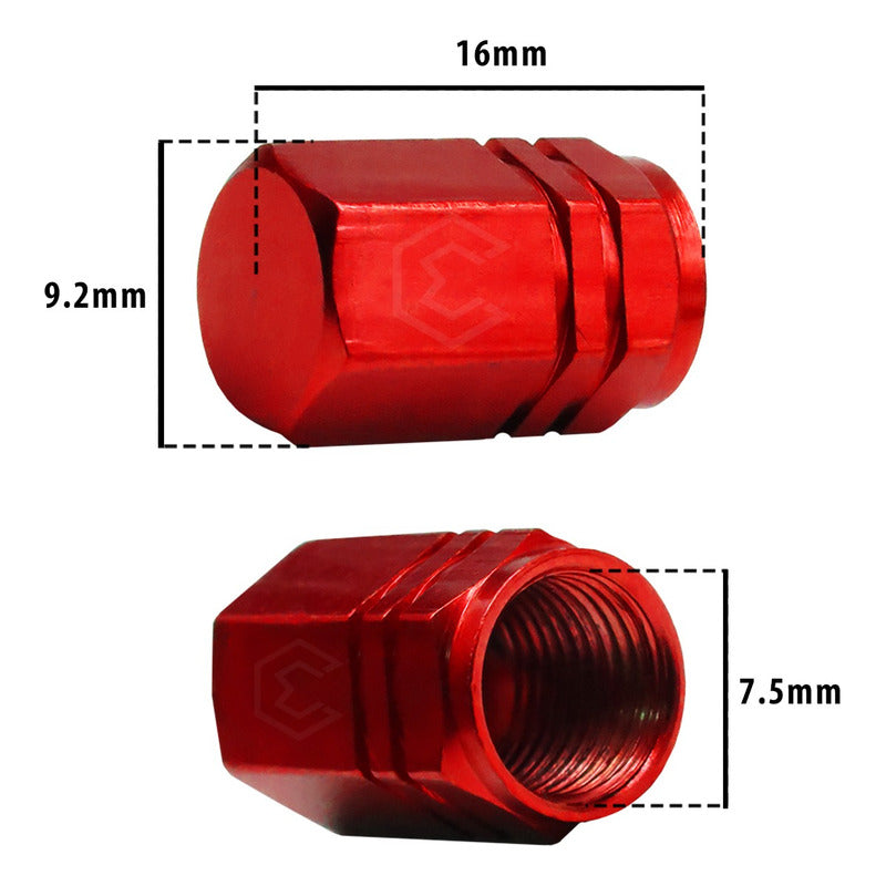 Kit 4 Tapon Cubre Pivote Válvula Metálico Hexagono Auto Moto