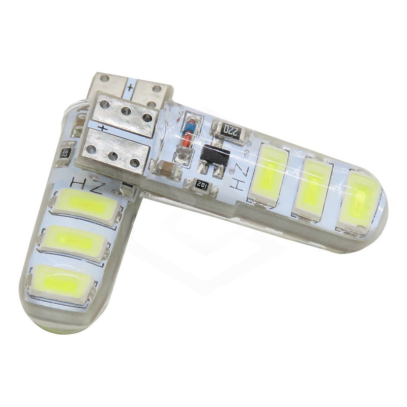 Kit 10 Focos Pellizco Gel T10 Fijo + Estrobo 6 Leds Canbus