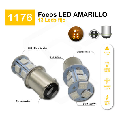 Par De Focos 13 Leds 1176 2 Polos Con Patas Parejas Fijo 12v