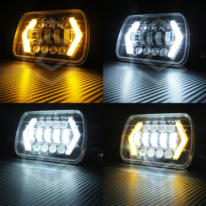 Par De Faros Unidad 5x7 Luz De Cortesía Con 13 Lupas 12-24v