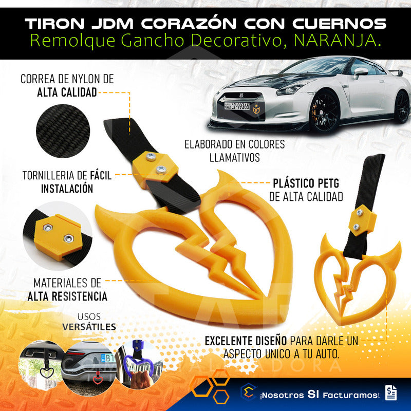 Tiron Corazon Cuernos Jdm Tsurikawa Remolque Gancho Decorati
