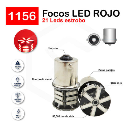 10 Focos 1156 21 Leds 1 Polo Con Estrobo Patas Parejas 12v