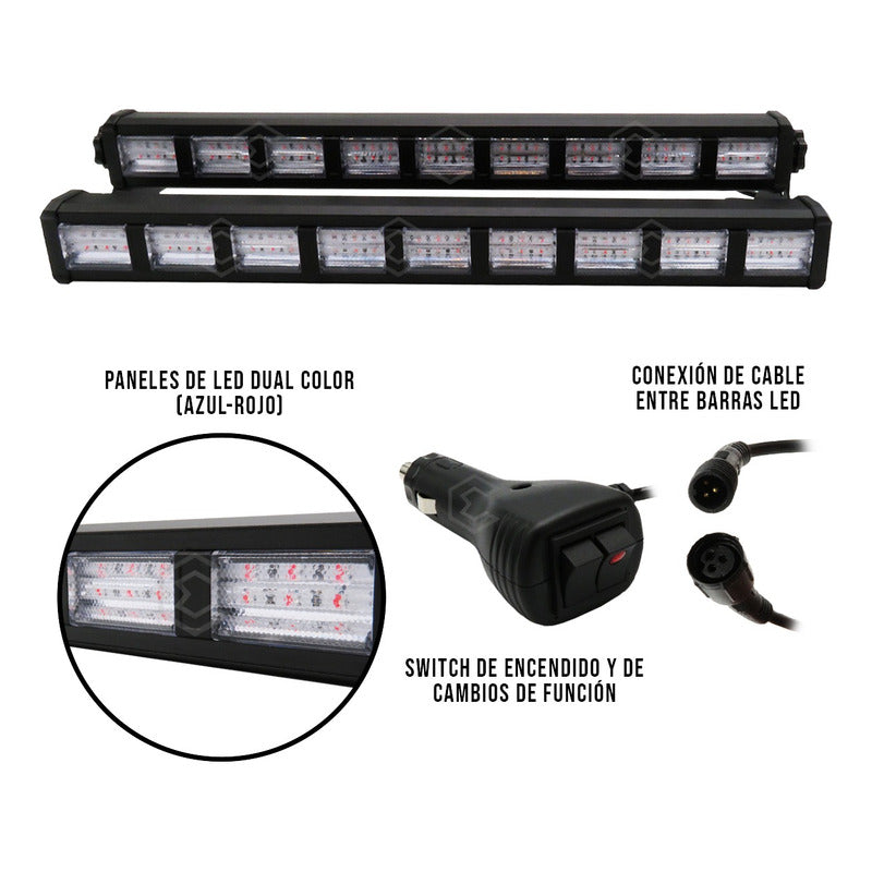 Barra 162 Leds 19 Funciones 9 Módulos Bicolor Estrobo 12-24v