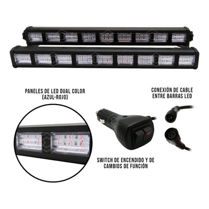 Barra 162 Leds 19 Funciones 9 Módulos Bicolor Estrobo 12-24v