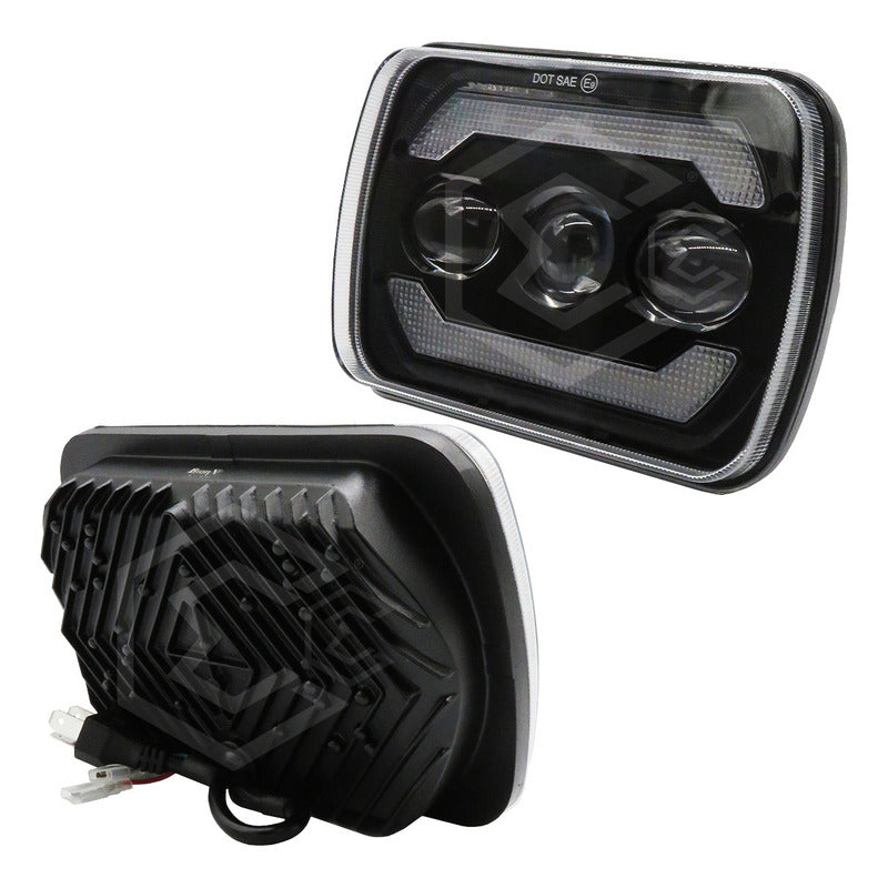 Par De Faros Unidad 5x7 Luz De Cortesía Ambar 3 Lupas 12-24v