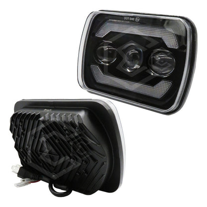 Par De Faros Unidad 5x7 Luz De Cortesía Ambar 3 Lupas 12-24v
