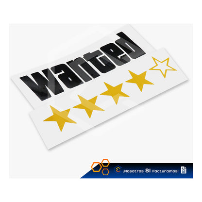 Calcomanía Wanted Gta Estrella Sticker Vinil Moto 20cm X10cm