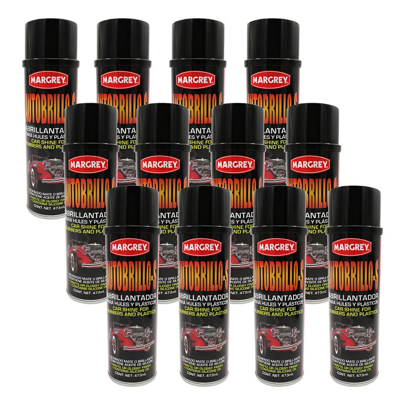12 Abrillantador Plastico Autobrillo S Aerosol 473ml Margrey Transparente